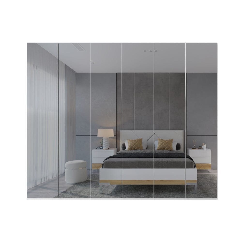 Jela Dulap din pal si MDF, cu 6 usi si oglinda, Avis P6-6OG/AV Mirror Alb, l272xA56xH224 cm