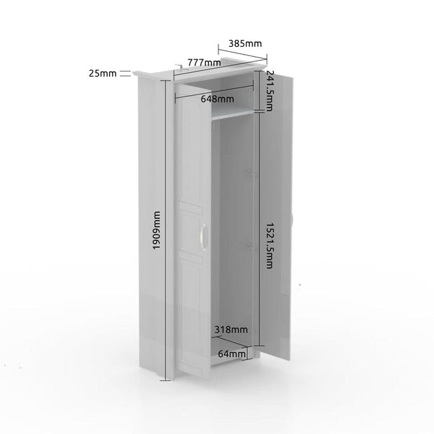 Jela Dulap hol din pal si MDF, cu 2 usi, Evergreen Ivoir Mat / Pin Polar, l78xA39xH191 cm