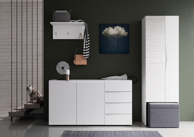 Szynaka Dulap hol din pal si MDF, cu 2 usi si oglinda, Lucca 08 Alb, l60xA38xH199 cm
