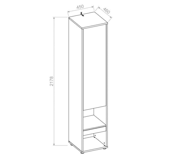 Lenart Dulap inalt cu 1 usa si 1 sertar, BC07 Stejar Artisan, l45xA46xH217 cm