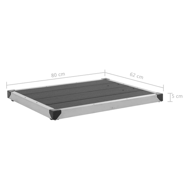 VidaXL Dus de exterior cu platforma, din aluminiu si WPC, Corsica Small Gri, L80xl62xH220 cm