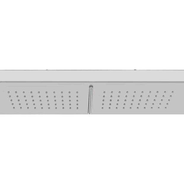 VidaXL Dus de exterior cu platforma si jeturi duble, din otel inoxidabil si WPC, Clasic Outdoor Gri, L110xl62xH210 cm