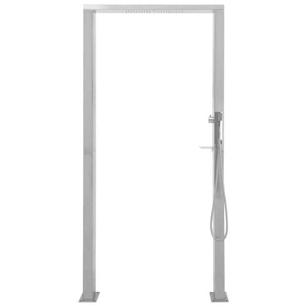 VidaXL Dus de exterior din otel inoxidabil, cu jeturi duble, Sisi Outdoor Double Aluminiu, L103xl20xH210 cm