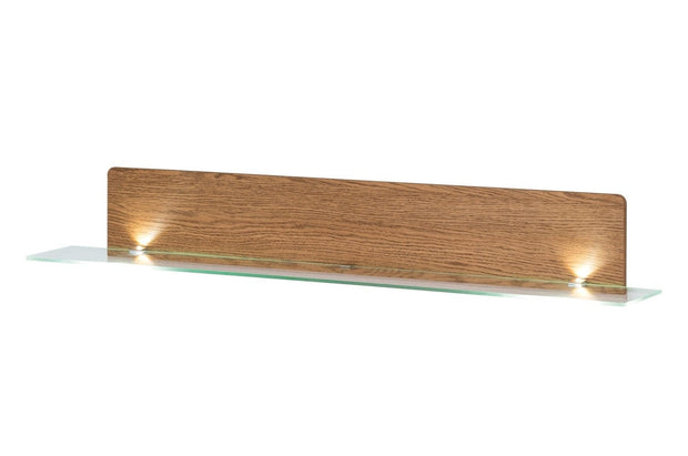 Etajera din furnir si sticla cu LED inclus Montenegro 35 Large Stejar Rustic, l160xl25xH23 cm (4)