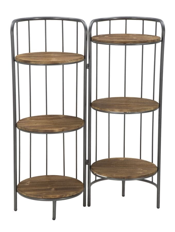 Mauro Ferretti Etajera multifunctionala din lemn de brad si metal Berlin Gri / Natural, l86,5xA42,5xH110 cm