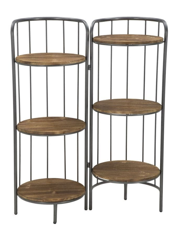 Mauro Ferretti Etajera multifunctionala din lemn de brad si metal Berlin Gri / Natural, l86,5xA42,5xH110 cm