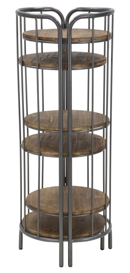 Mauro Ferretti Etajera multifunctionala din lemn de brad si metal Berlin Gri / Natural, l86,5xA42,5xH110 cm