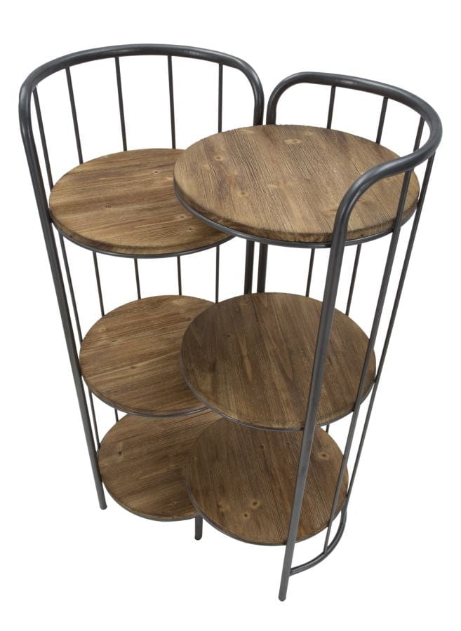 Mauro Ferretti Etajera multifunctionala din lemn de brad si metal Berlin Gri / Natural, l86,5xA42,5xH110 cm