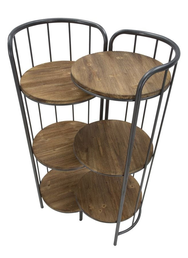 Mauro Ferretti Etajera multifunctionala din lemn de brad si metal Berlin Gri / Natural, l86,5xA42,5xH110 cm