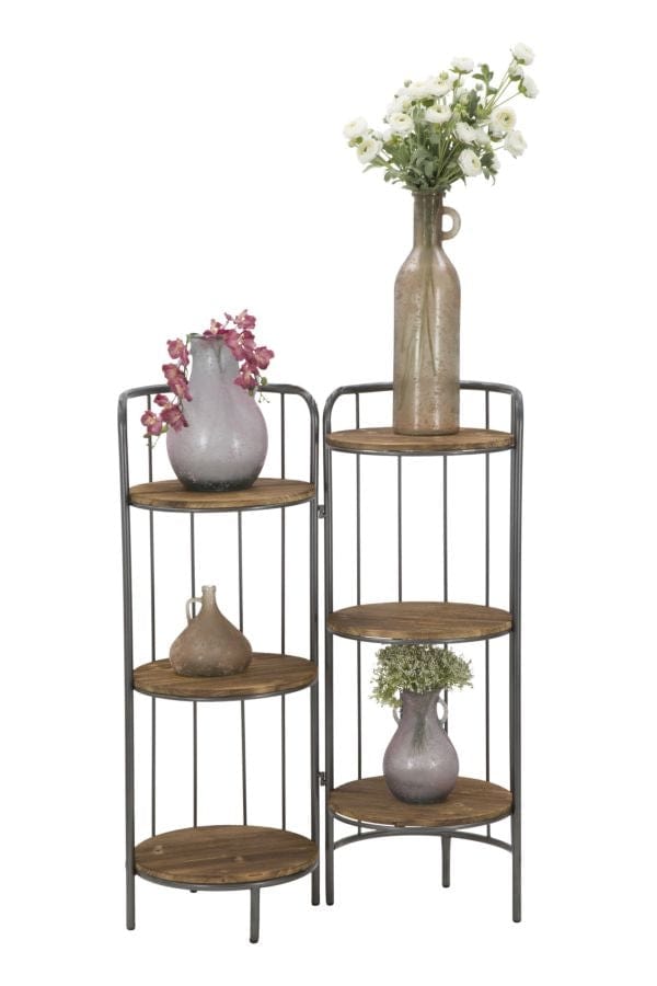 Mauro Ferretti Etajera multifunctionala din lemn de brad si metal Berlin Gri / Natural, l86,5xA42,5xH110 cm