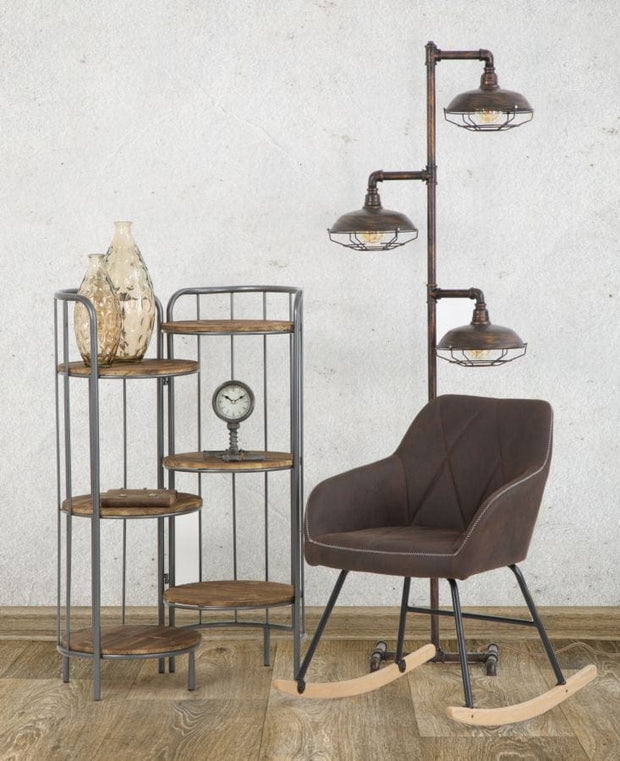 Mauro Ferretti Etajera multifunctionala din lemn de brad si metal Berlin Gri / Natural, l86,5xA42,5xH110 cm