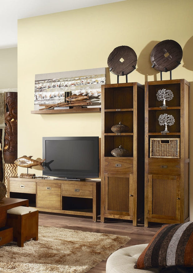 Moycor Etajera suspendata din lemn, Star Long Nuc, l115xA25xH8 cm