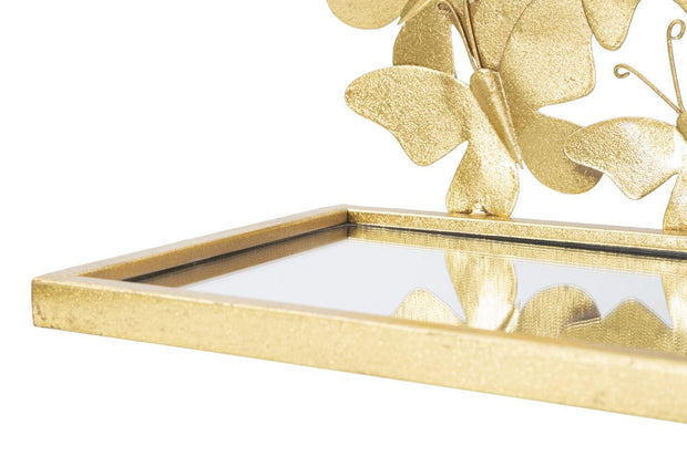 Mauro Ferretti Etajera suspendata din metal si sticla Butterflies Couple Auriu, l43xA19,2xH16,5 cm