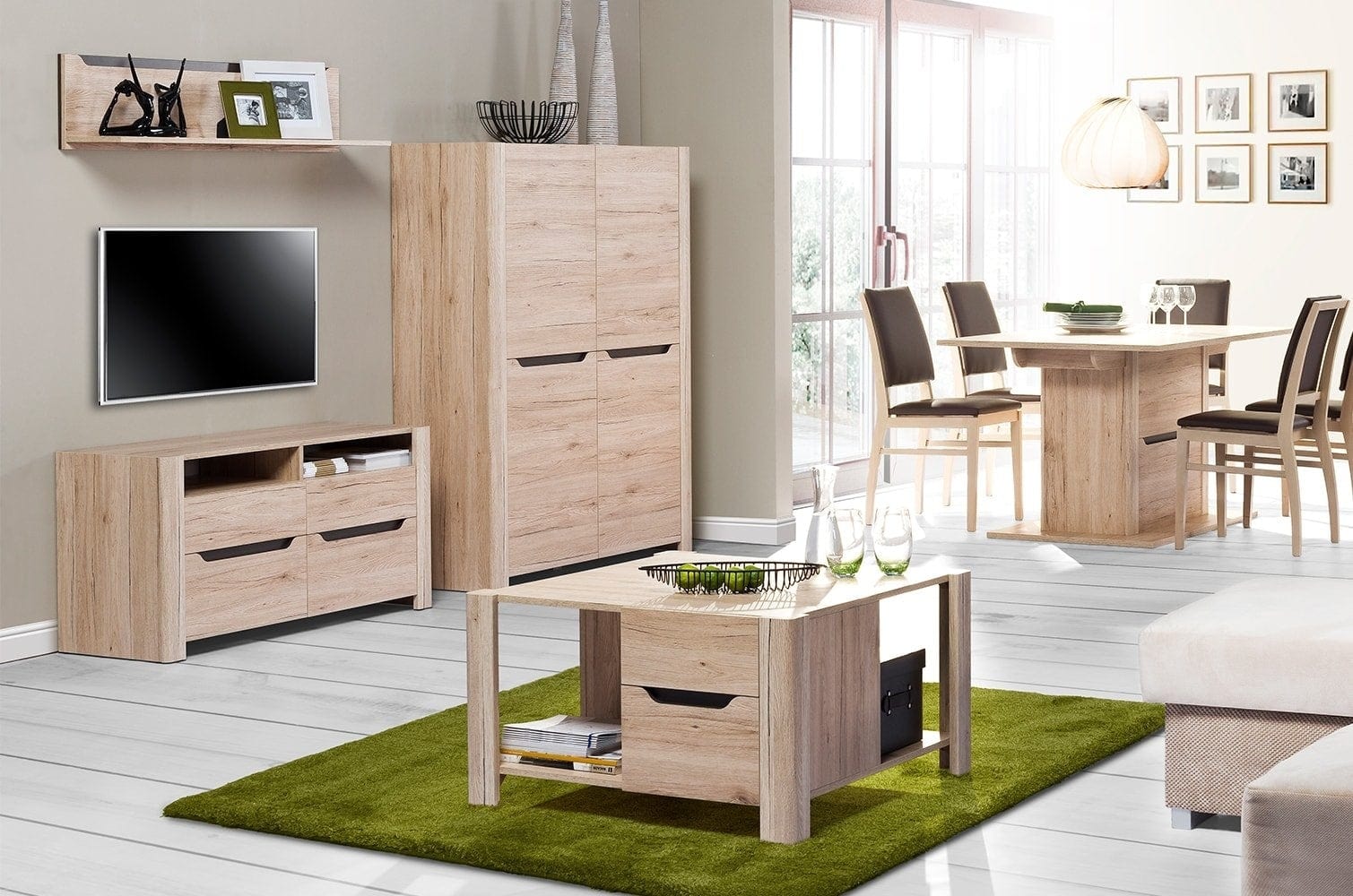 Szynaka Etajera suspendata din pal Desjo 32 Small Stejar San Remo, l118xA24xH27 cm