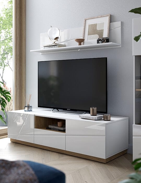 Lenart Etajera suspendata din pal, Futura 04 Alb, l130xA22xH30 cm