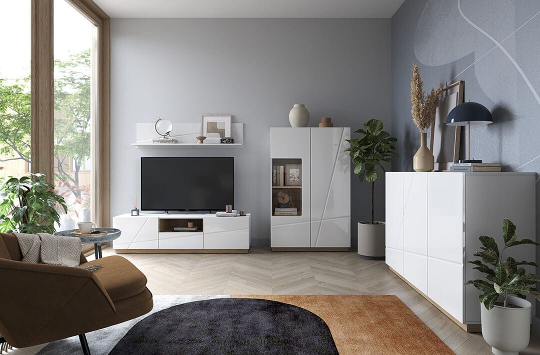 Etajera suspendata din pal, Futura 04 Alb, l130xA22xH30 cm (2)