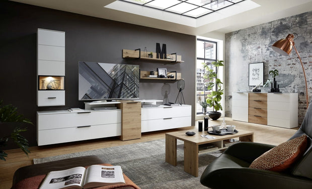 Innostyle Etajera suspendata din pal, Madeline Stejar / Negru, l160xA22xH22 cm