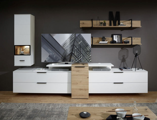 Innostyle Etajera suspendata din pal, Madeline Stejar / Negru, l160xA22xH22 cm