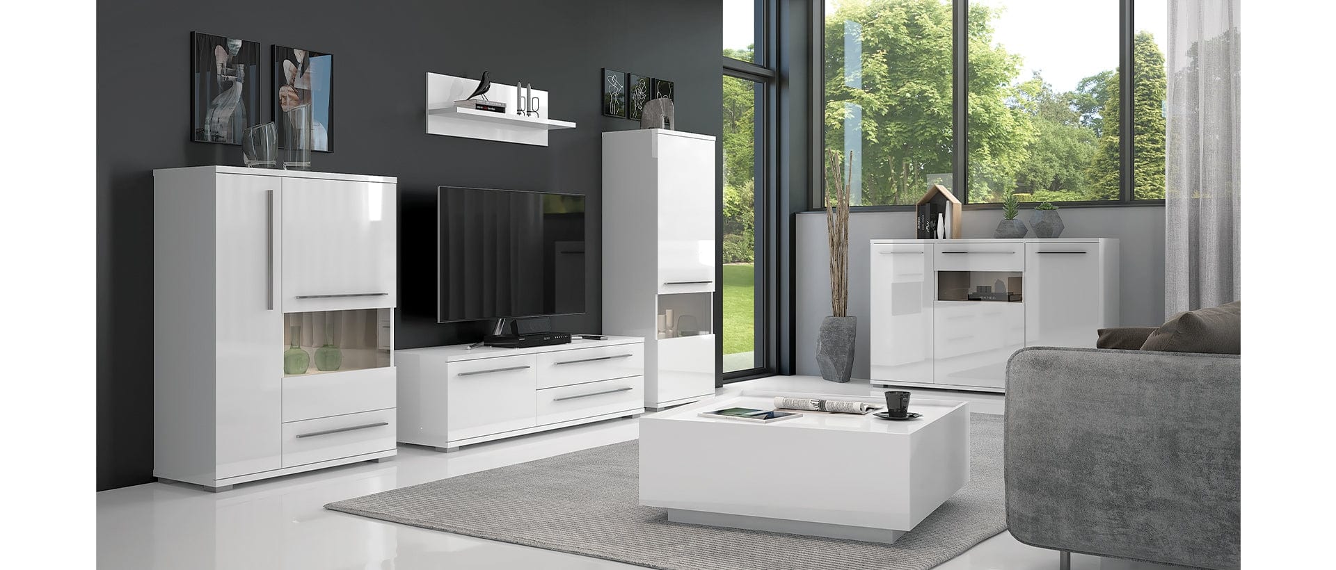 Jela Etajera suspendata din pal, Piano VP90/PN Small Alb, l90xA21xH30 cm