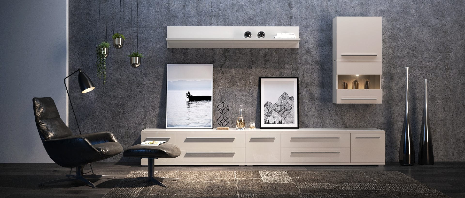 Jela Etajera suspendata din pal, Piano VP90/PN Small Alb, l90xA21xH30 cm