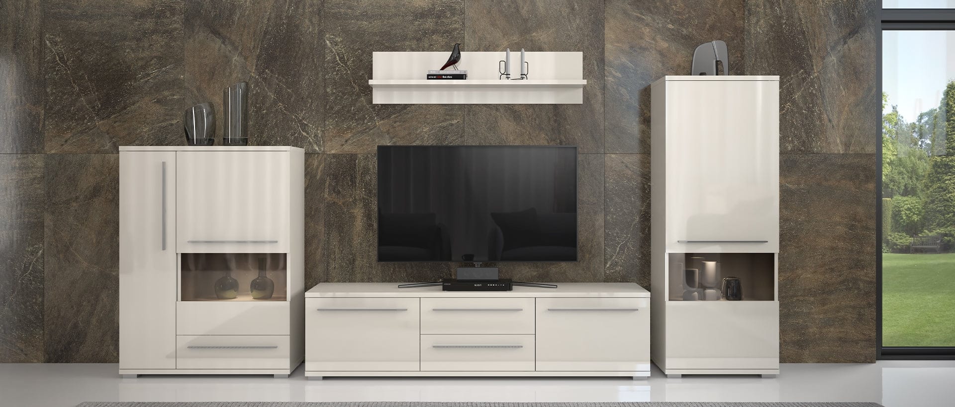 Jela Etajera suspendata din pal, Piano VP90/PN Small Bej, l90xA21xH30 cm