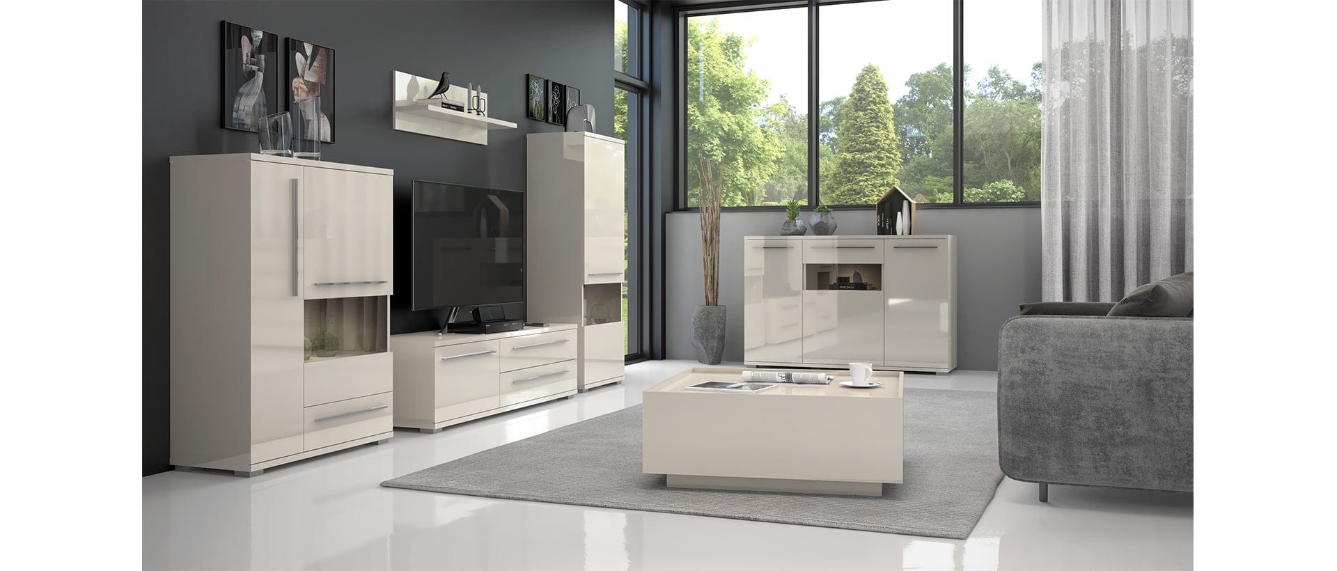 Jela Etajera suspendata din pal, Piano VP90/PN Small Bej, l90xA21xH30 cm