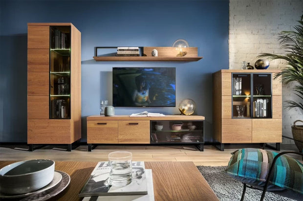 Szynaka Etajera suspendata din pal si furnir, Pratto 35 Stejar Rustic, l180xA26xH25 cm