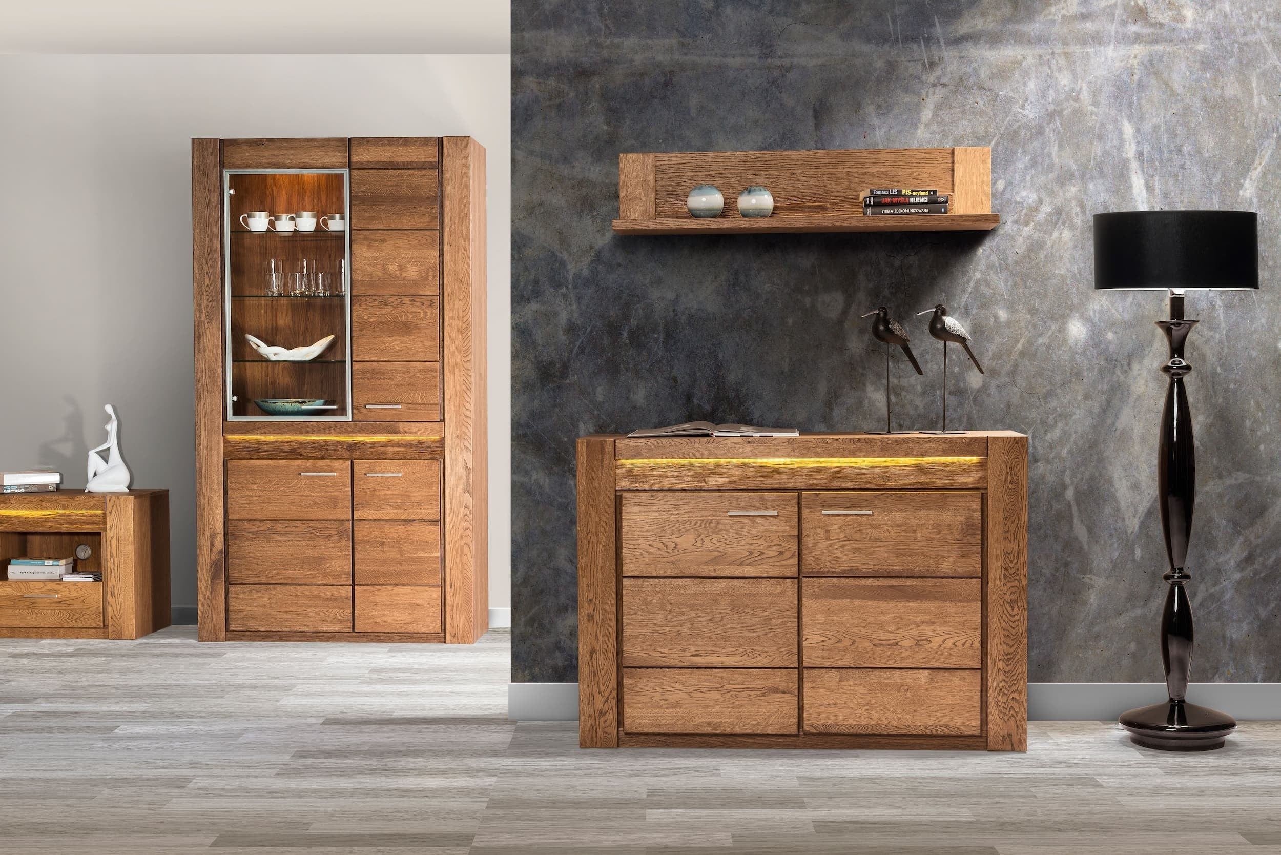 Szynaka Etajera suspendata din pal si furnir Velvet 34 Small Stejar Rustic, l111xA25xH24 cm