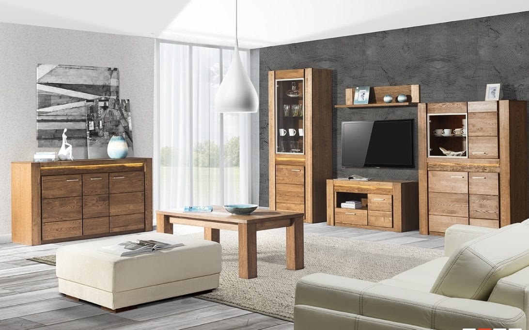 Szynaka Etajera suspendata din pal si furnir Velvet 34 Small Stejar Rustic, l111xA25xH24 cm