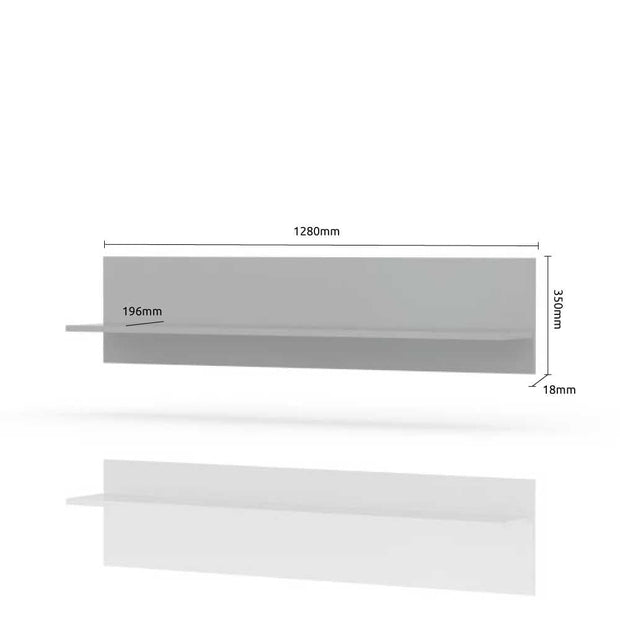 Jela Etajera suspendata din pal si MDF, Avis VP128/AV Large Alb / Nuc Pacific, l128xA21xH35 cm