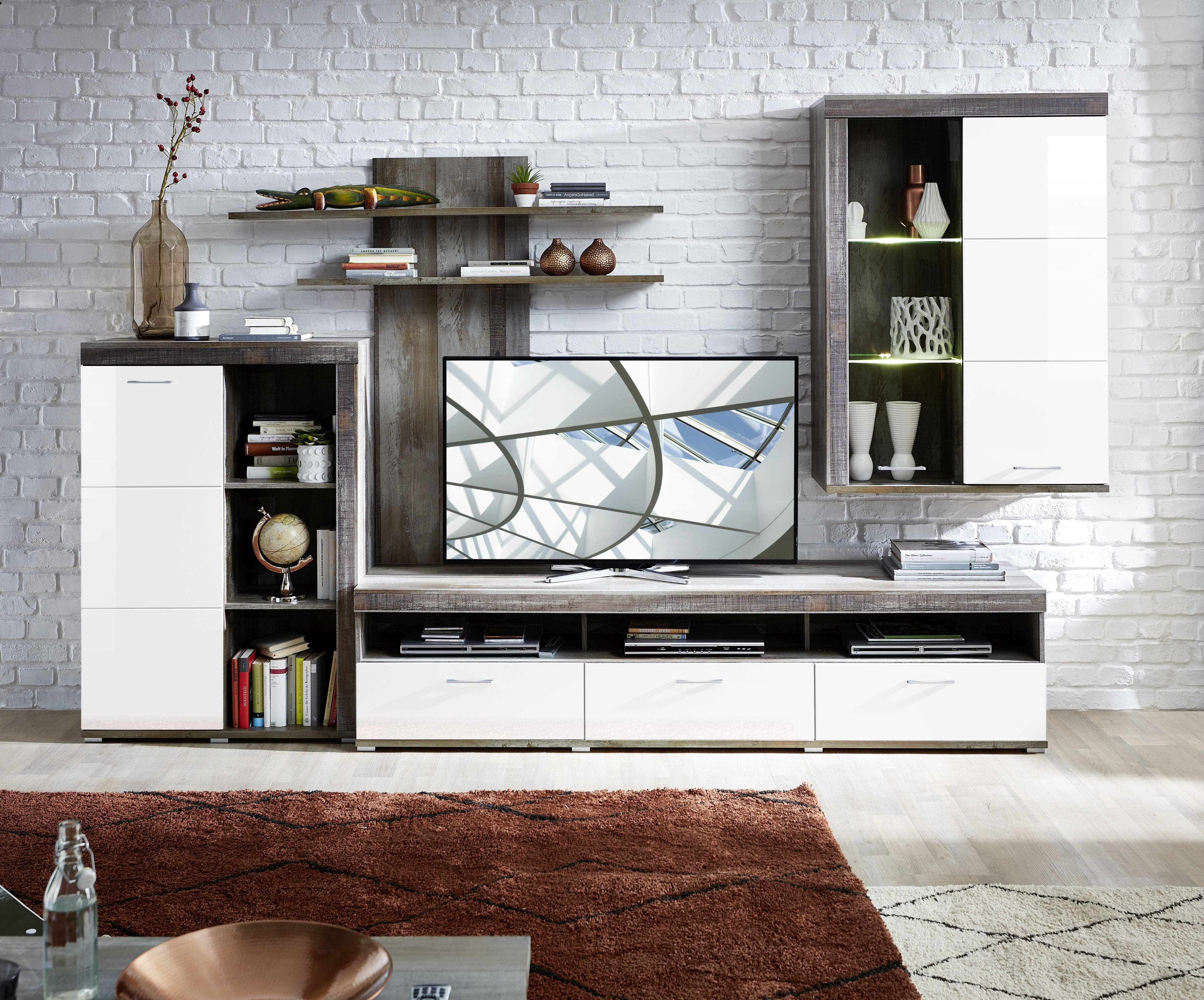 Innostyle Etajera suspendata din pal si MDF Krone Tall Natur, l140xA22xH135 cm