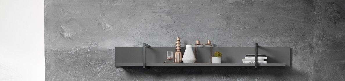 Innostyle Etajera suspendata din pal si MDF Madeline Grafit / Negru, l160xA22xH22 cm