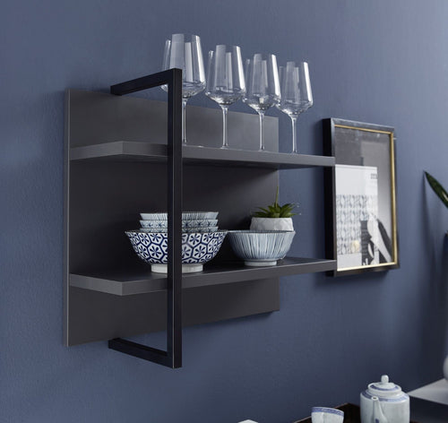 Innostyle Etajera suspendata din pal si MDF Madeline Grafit / Negru, l60xA19xH50 cm