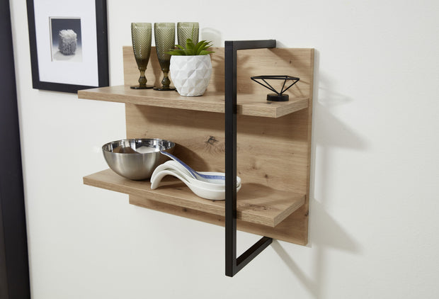 Innostyle Etajera suspendata din pal si MDF Madeline Stejar / Negru, l60xA19xH50 cm