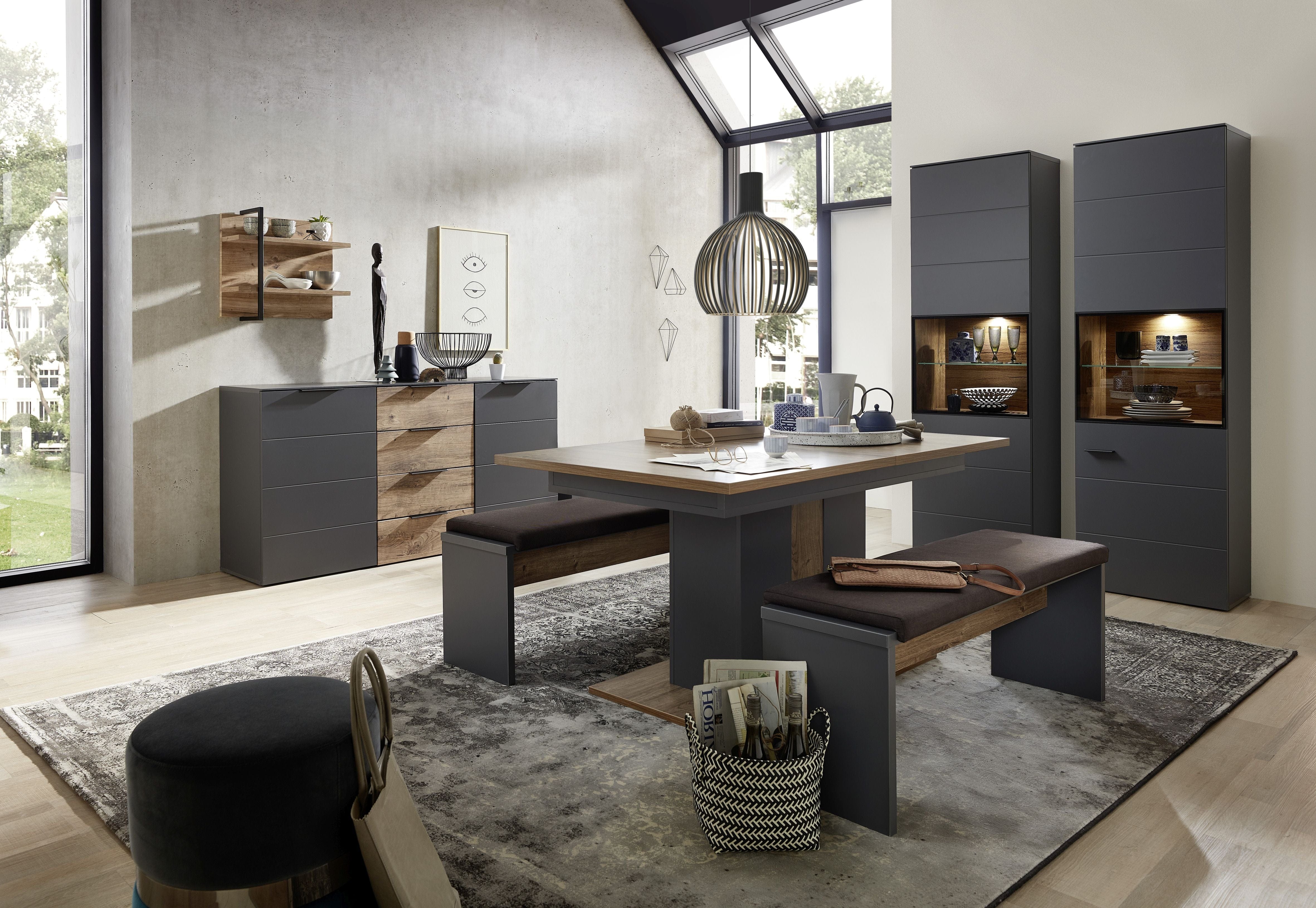 Innostyle Etajera suspendata din pal si MDF Madeline Stejar / Negru, l60xA19xH50 cm