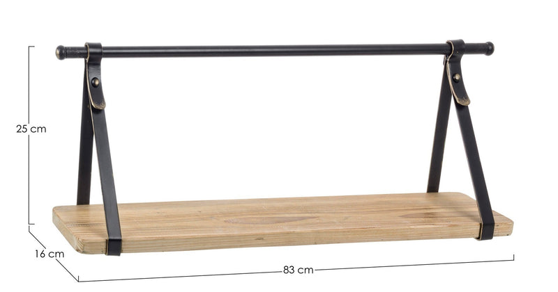 Etajera suspendata din lemn de brad si metal Jerrod Natural / Negru, l83xA16xH25 cm (1)