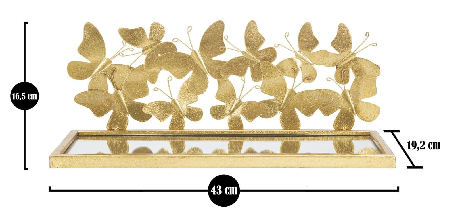 Etajera suspendata din metal si sticla Butterflies Couple Auriu, l43xA19,2xH16,5 cm (7)