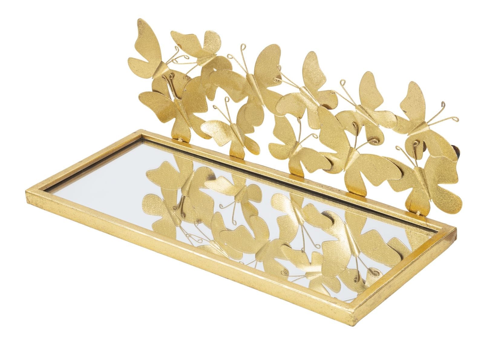 Etajera suspendata din metal si sticla Butterflies Couple Auriu, l43xA19,2xH16,5 cm (3)