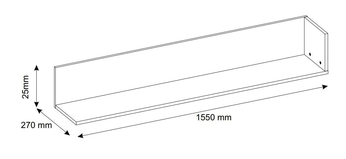 Etajera suspendata din pal, Lucas 35 Stejar Artisan / Negru Mat, l155xA27xH25 cm (3)