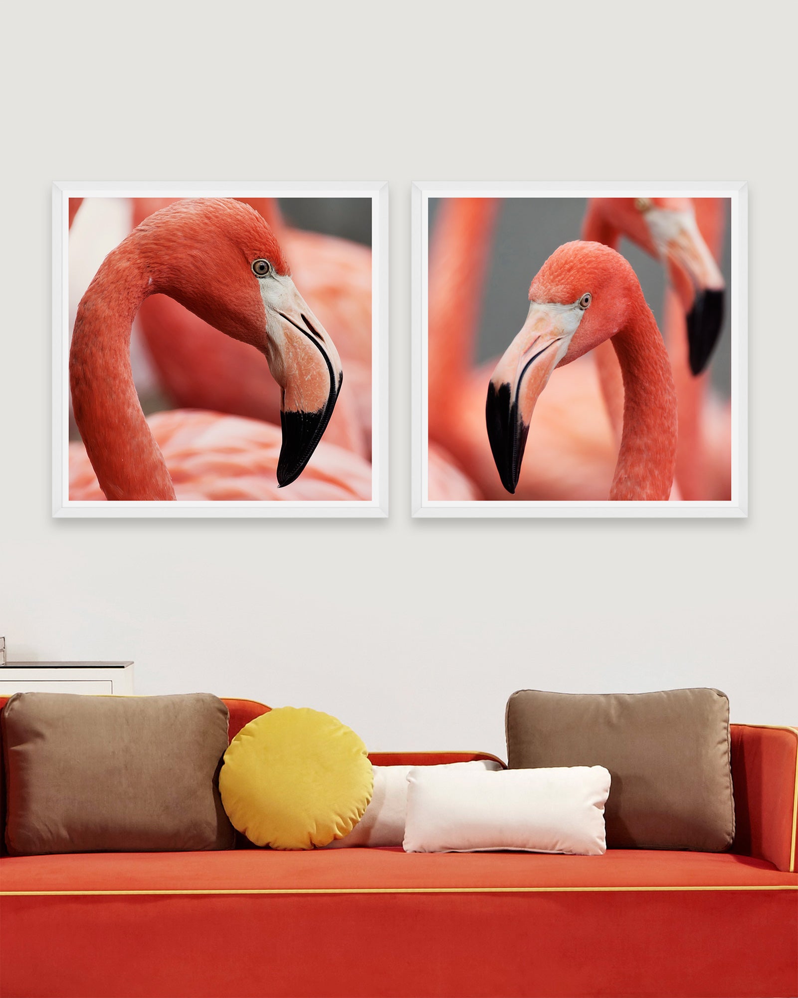 Tablou 2 piese Framed Art Flamingo Heads (1)