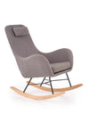Halmar Fotoliu balansoar tapitat cu stofa, picioare din lemn si metal, Botan Gri, l75xA106xH101 cm