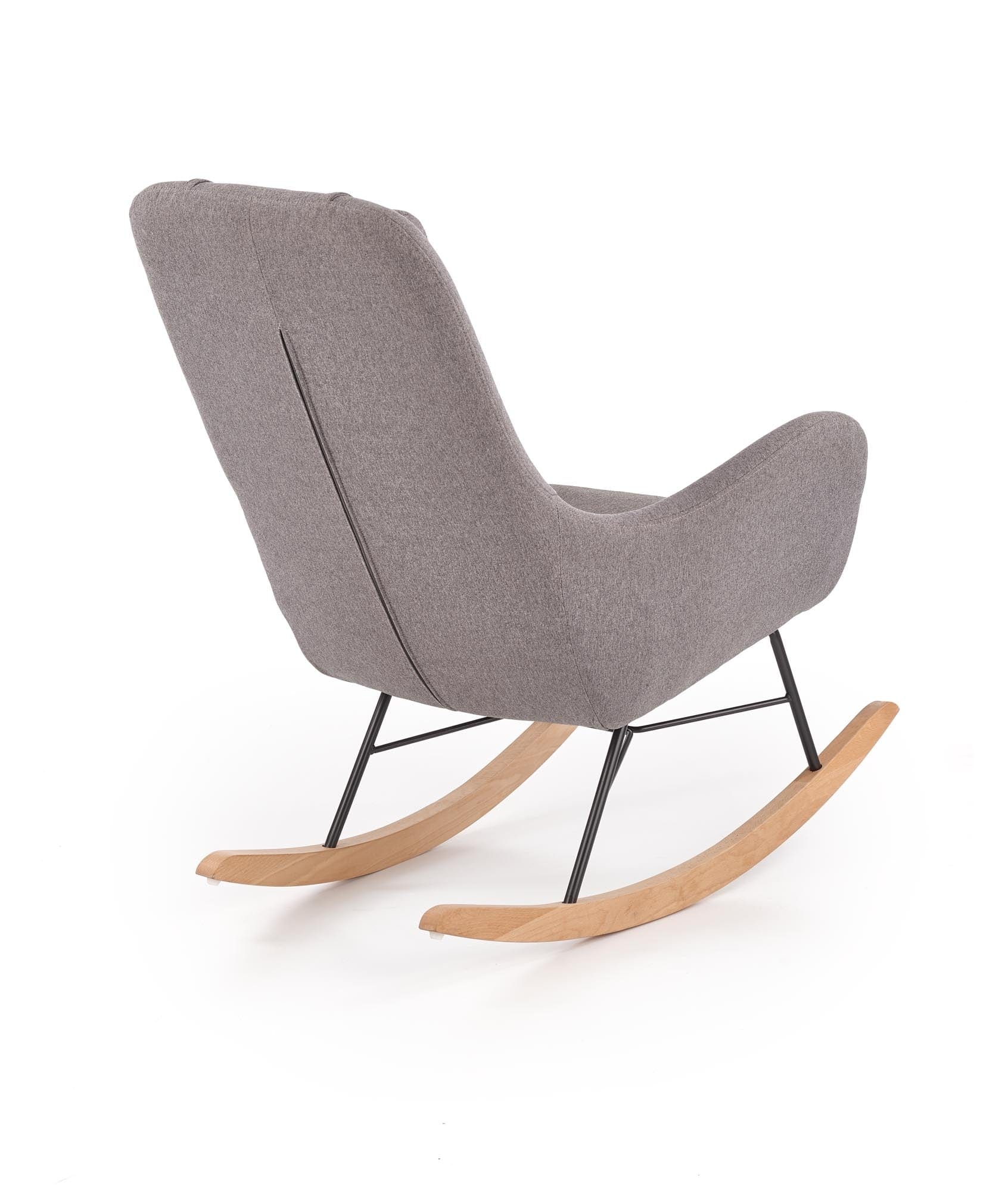 Halmar Fotoliu balansoar tapitat cu stofa, picioare din lemn si metal, Botan Gri, l75xA106xH101 cm