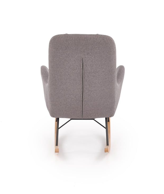 Halmar Fotoliu balansoar tapitat cu stofa, picioare din lemn si metal, Botan Gri, l75xA106xH101 cm