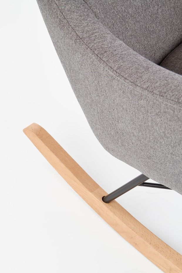 Halmar Fotoliu balansoar tapitat cu stofa, picioare din lemn si metal, Botan Gri, l75xA106xH101 cm