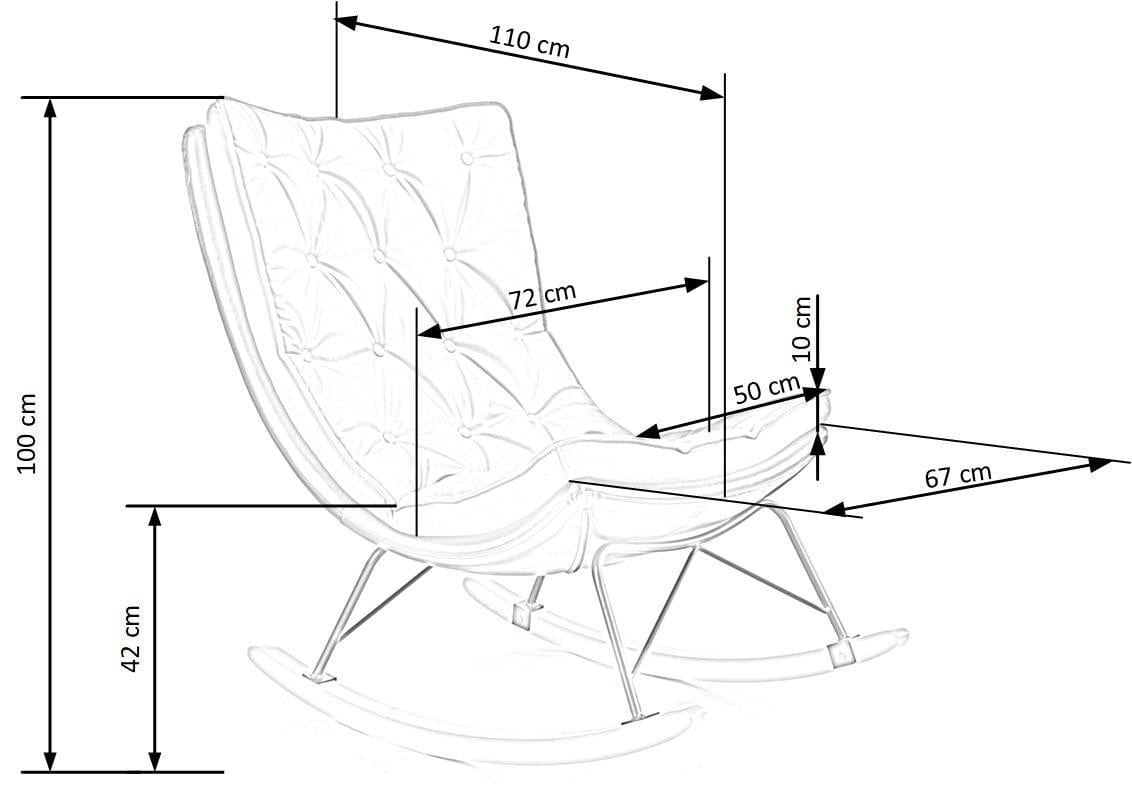 Halmar Fotoliu balansoar tapitat cu stofa si piele ecologica, picioare din lemn si metal, Imelda Gri Inchis / Negru, l72xA110xH100 cm