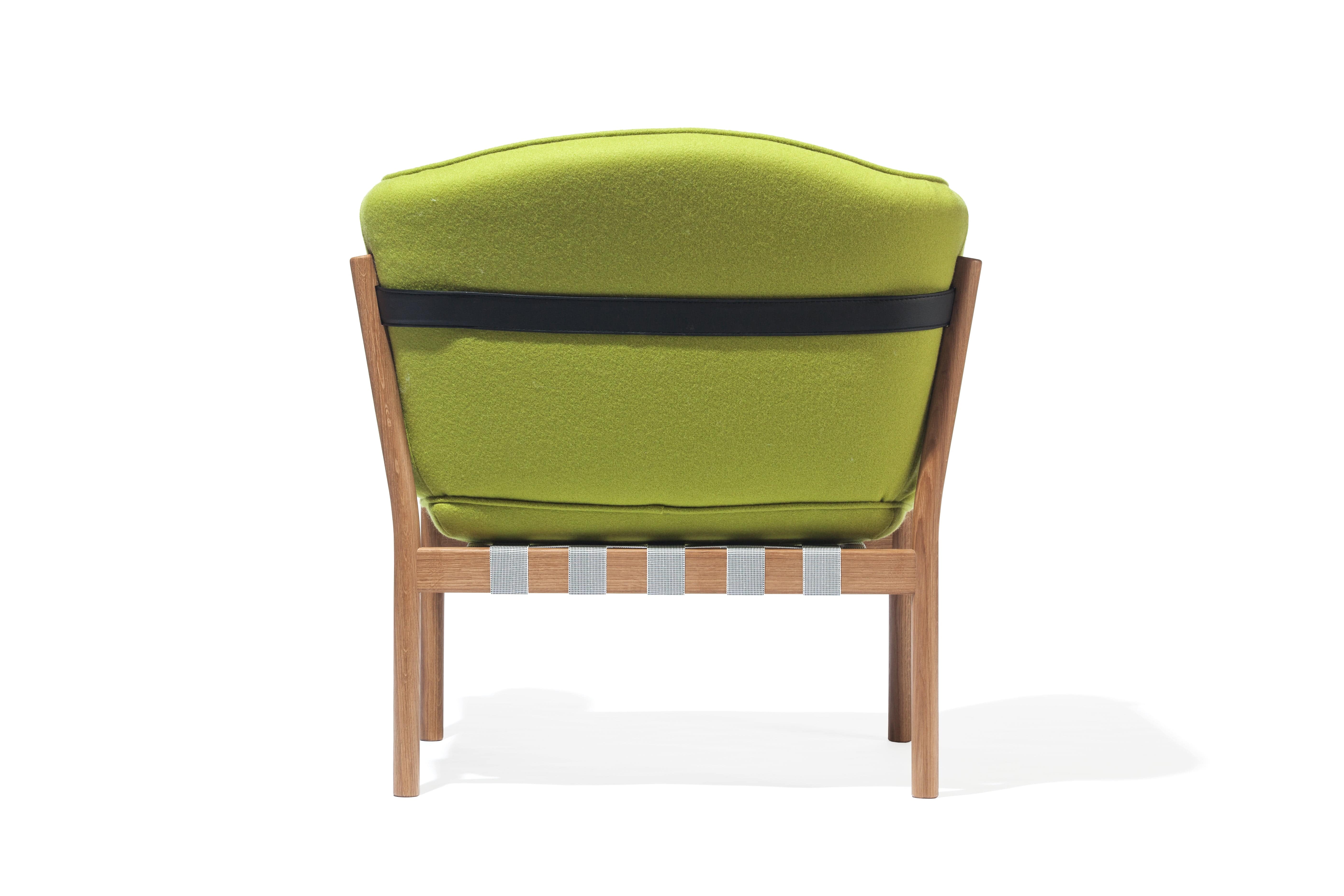 Fotoliu din lemn de stejar, tapitat cu stofa Dowel Green, l45xA52xH85 cm (1)