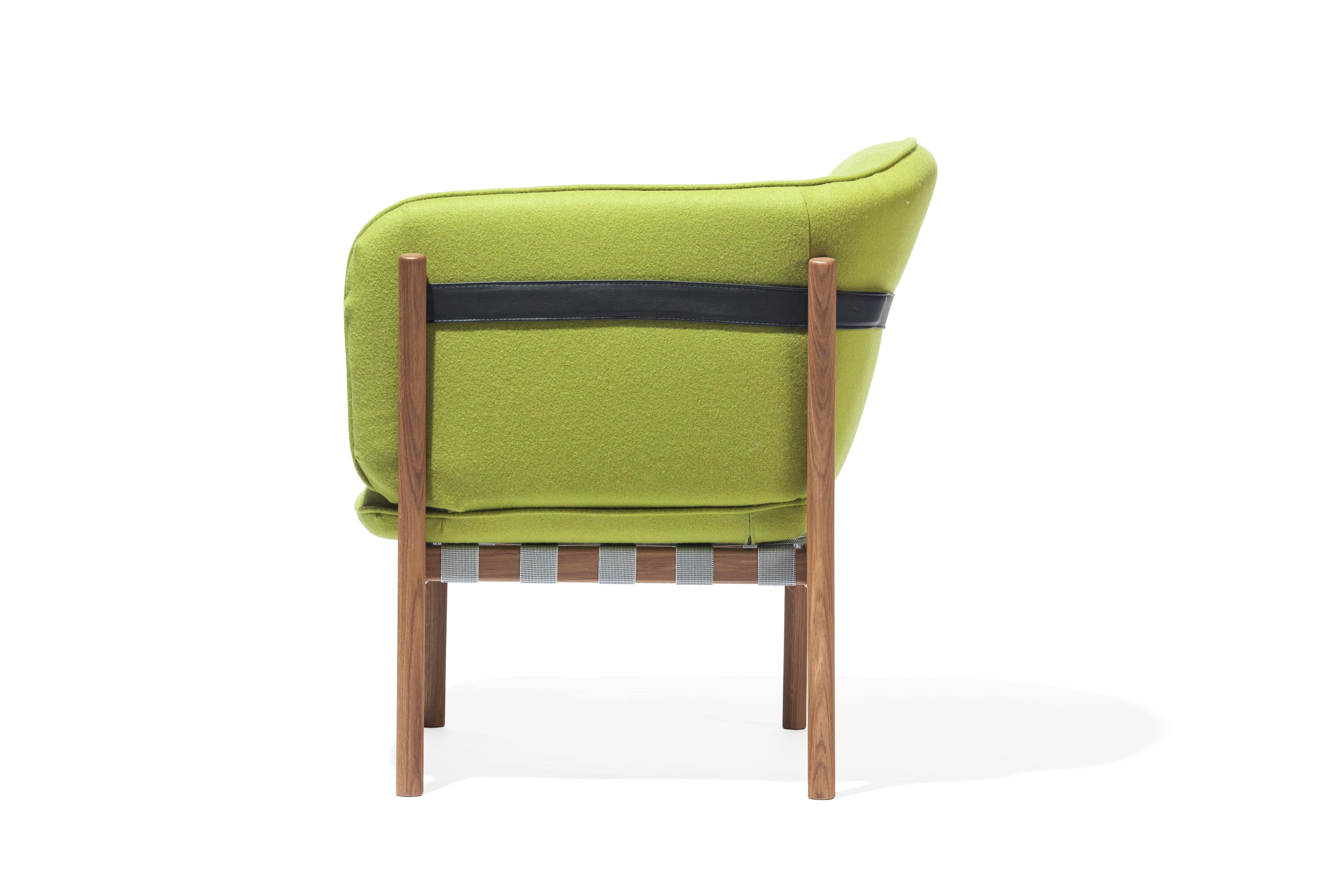 Ton Fotoliu din lemn de stejar, tapitat cu stofa Dowel Green, l45xA52xH85 cm