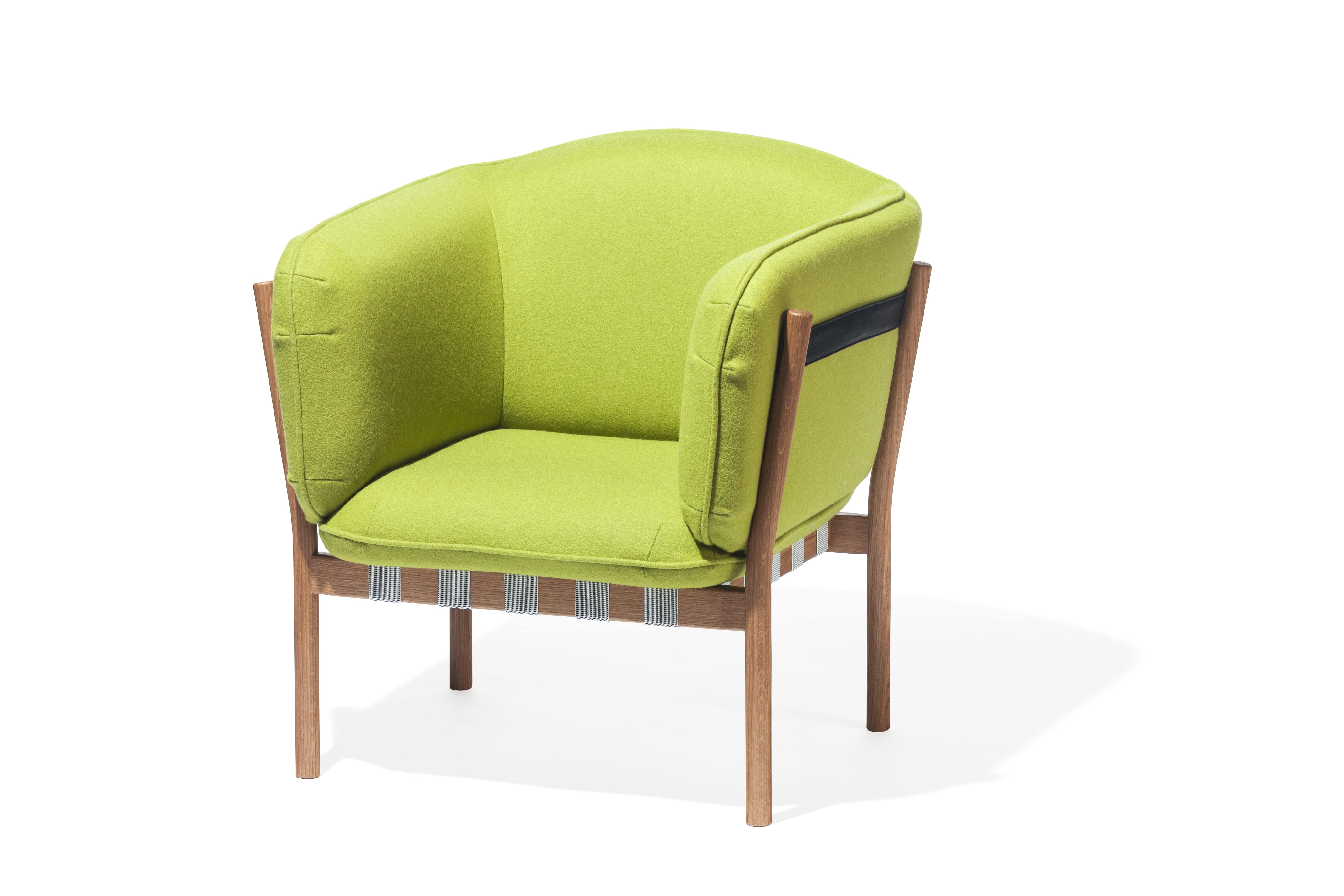 Ton Fotoliu din lemn de stejar, tapitat cu stofa Dowel Green, l45xA52xH85 cm