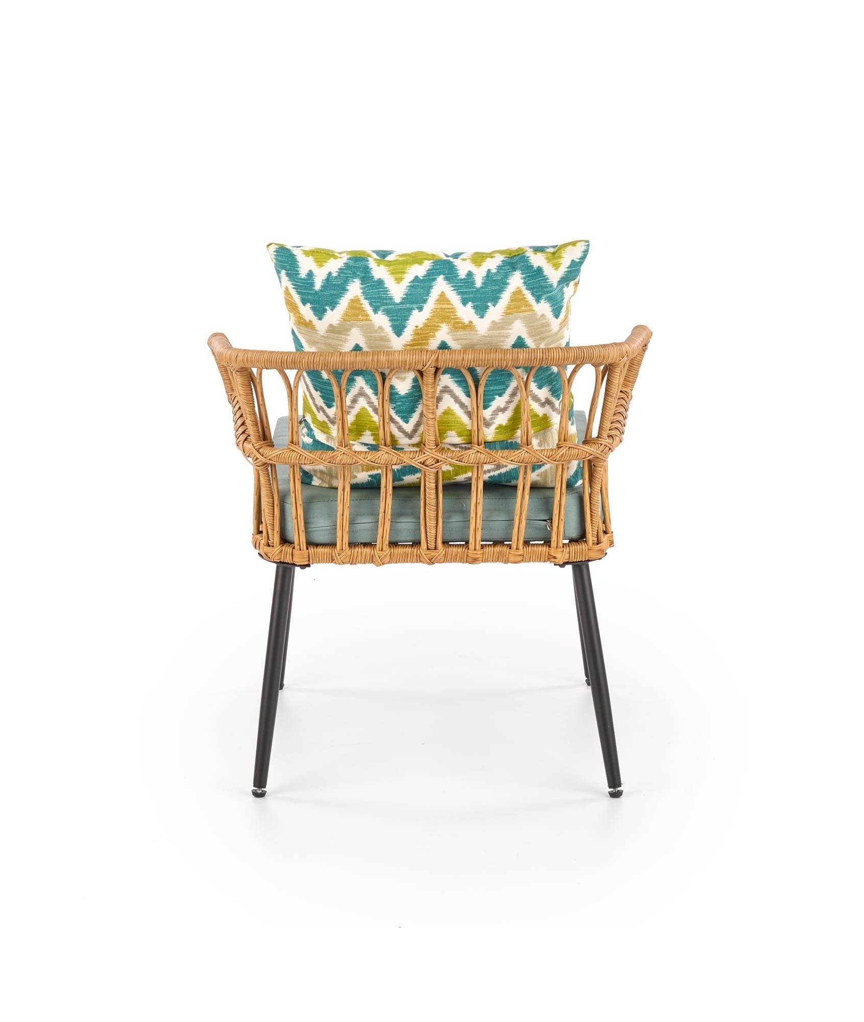 Halmar Fotoliu fix din ratan sintetic, cu picioare metalice Gradwin Natural / Multicolor, l70xA58xH71 cm