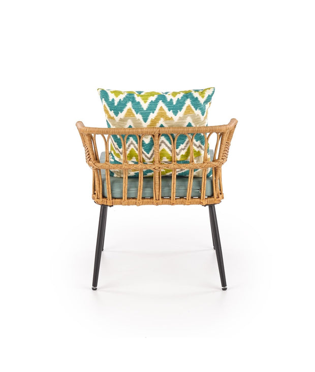 Halmar Fotoliu fix din ratan sintetic, cu picioare metalice Gradwin Natural / Multicolor, l70xA58xH71 cm